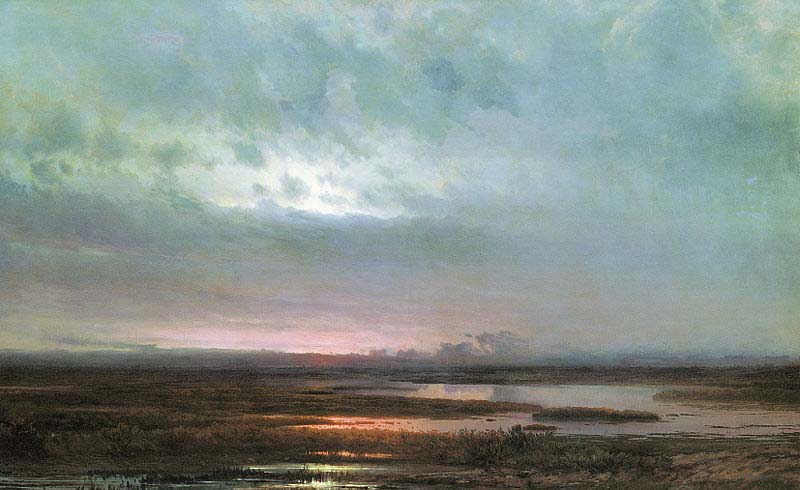 Sundown over a marsh,